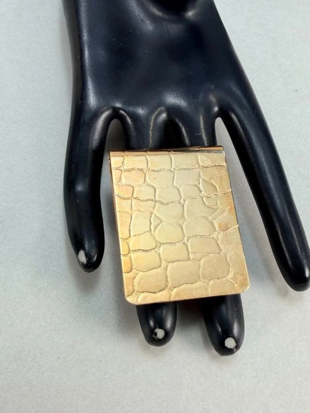 Vintage Gold Tone Croc Texture Money Clip Minimalist Men's Wallet Accessory